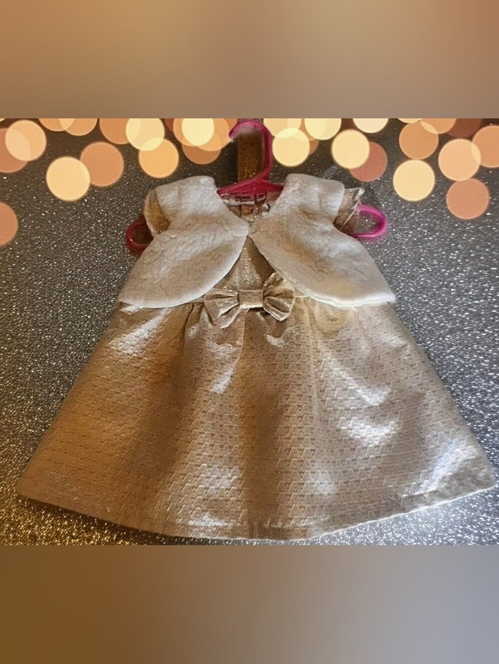 👑 Crown & Ivy              Gold Sparkle Dress W/ Ivory Vest Sz. 12 Mo.